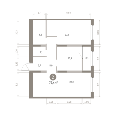 72.00 м² | 10 - 16 эт. 00