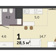 28.50 м² | 13 - 32 эт. 00