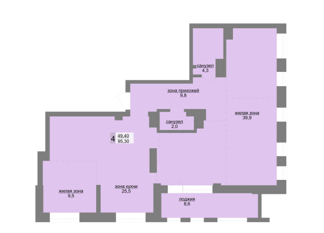 96.00 м² | 25 - 30 эт.