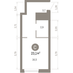 23.00 м² | 4 - 8 эт. 00