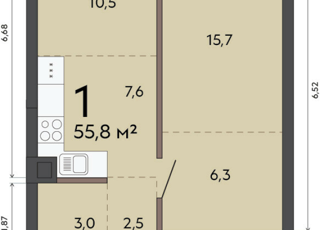 55.80 м² | 2 - 23 эт.
