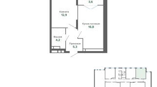 42.93 м² | 6 - 25 эт.