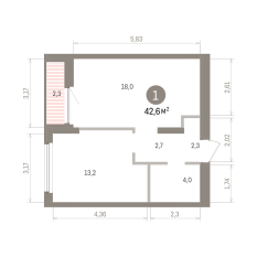 42.00 м² | 15 - 16 эт. 00