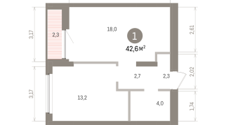 42.00 м² | 15 - 16 эт.