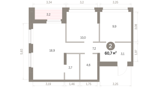 60.00 м² | 2 - 8 эт.