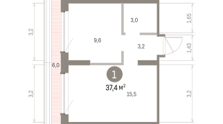 37.00 м² | 8 - 9 эт.