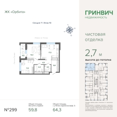 64.31 м² | 10 - 27 эт. 00