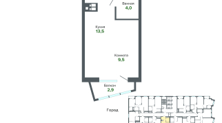 34.03 м² | 20 - 25 эт.