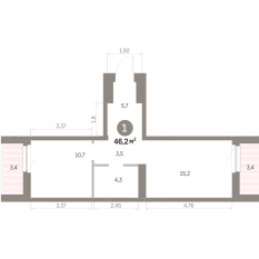 45.00 м² | 4 - 9 эт. 00