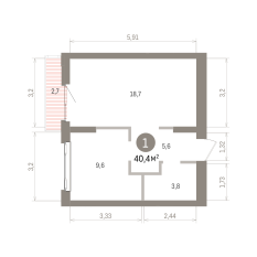 40.00 м² | 4 - 7 эт. 00
