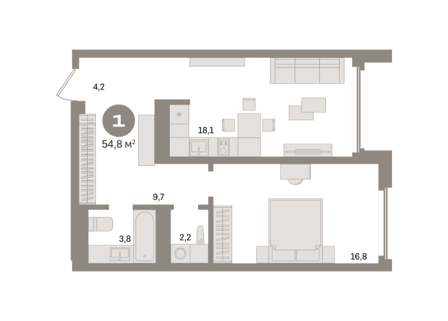 54.00 м² | 22 - 24 эт.