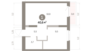 40.00 м² | 5 - 9 эт.