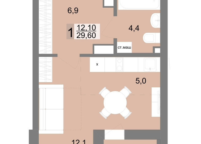 29.60 м² | 17 - 25 эт.