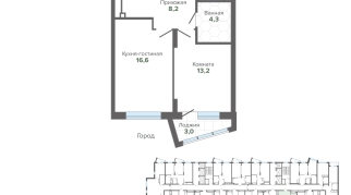 45.27 м² | 15 - 25 эт.