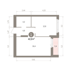 42.00 м² | 13 - 16 эт. 00
