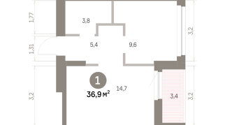 36.00 м² | 2 - 9 эт.
