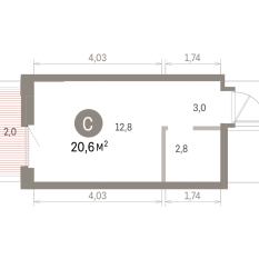 20.00 м² | 3 - 9 эт. 00