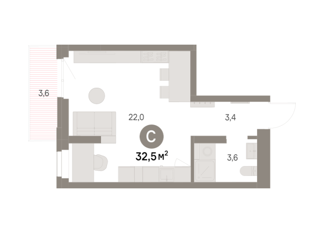 32.00 м² | 4 - 16 эт.