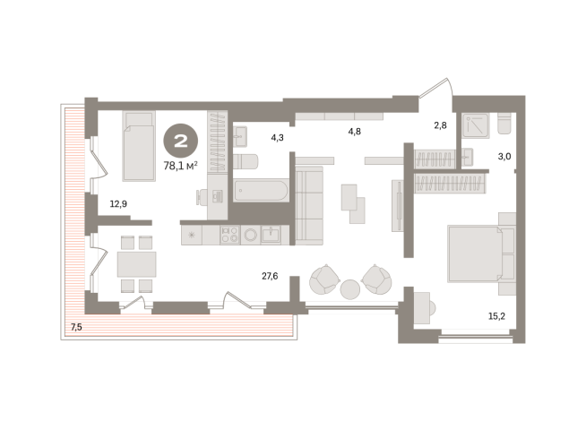 78.00 м² | 21 - 24 эт.