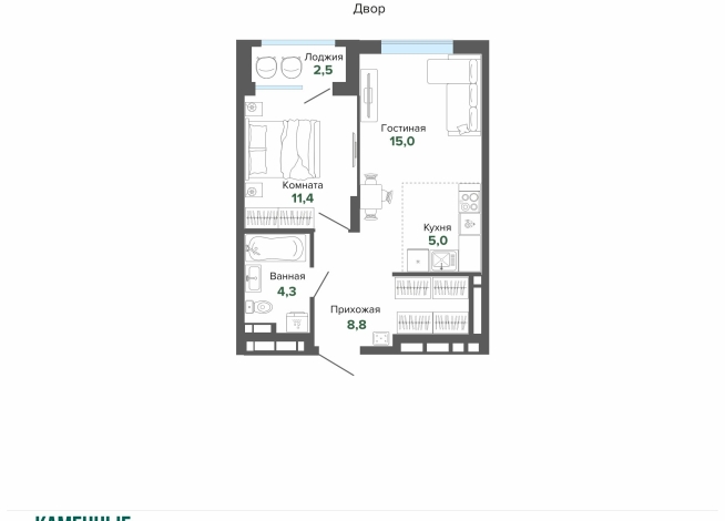 47.03 м² | 9 - 25 эт.