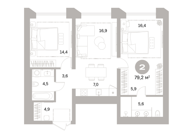 79.00 м² | 5 - 25 эт.