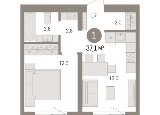 37.00 м² | 6 - 8 эт.