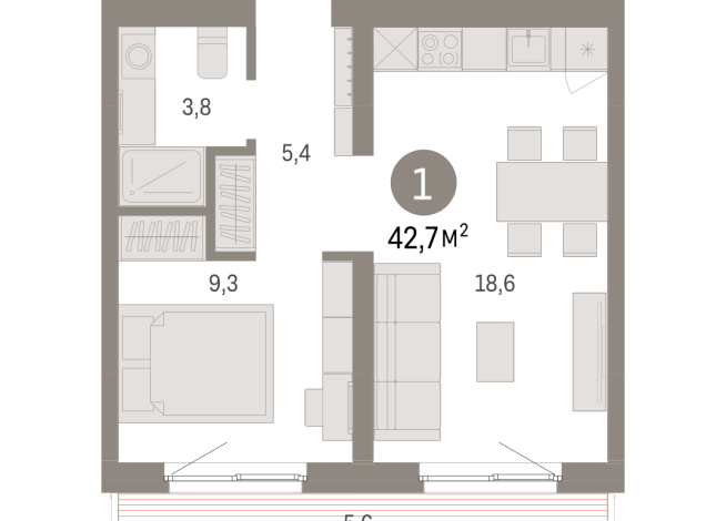 42.00 м² | 2 - 8 эт.