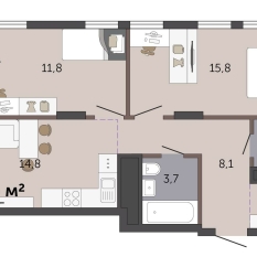 60.40 м² | 15 - 19 эт. 00