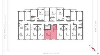 33.50 м² | 3 - 8 эт.