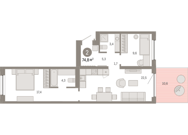 74.00 м² | 2 - 8 эт.