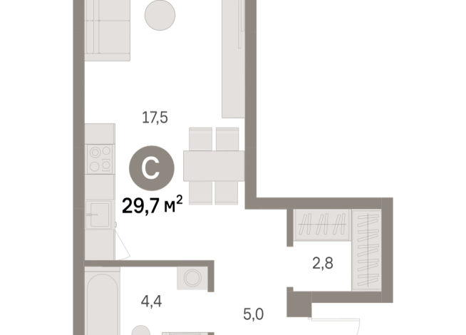 29.00 м² | 3 - 16 эт.