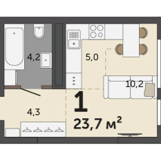 23.70 м² | 29 - 30 эт. 00