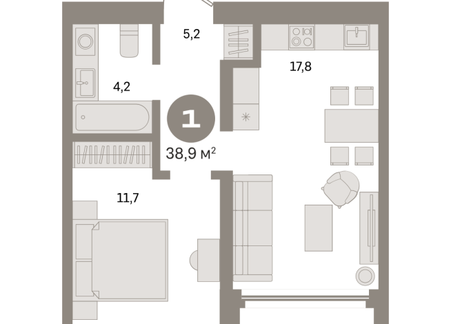 38.00 м² | 6 - 24 эт.