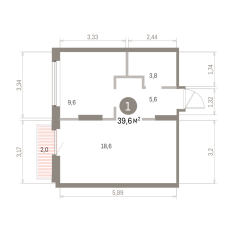 39.00 м² | 5 - 9 эт. 00