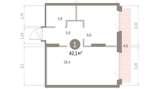 42.00 м² | 6 - 8 эт.