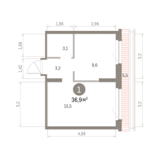 36.00 м² | 7 - 8 эт. 00
