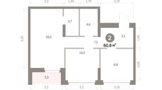 60.00 м² | 2 - 9 эт.