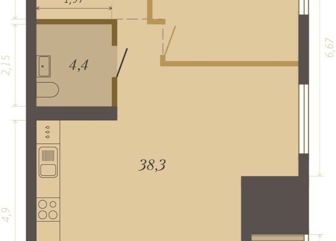 68.70 м² | 3 - 8 эт.