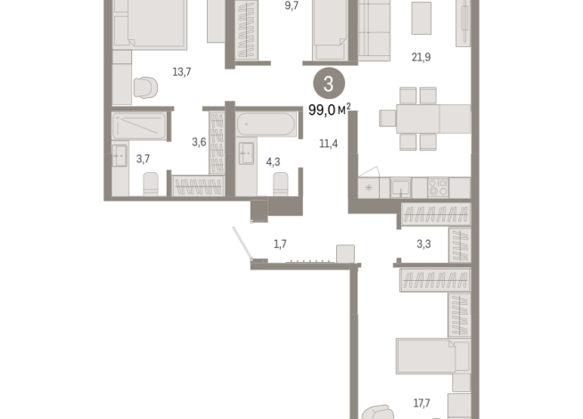 99.00 м² | 5 - 9 эт.