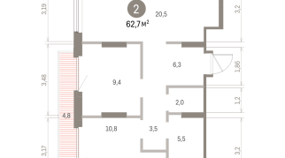 62.00 м² | 3 - 9 эт.