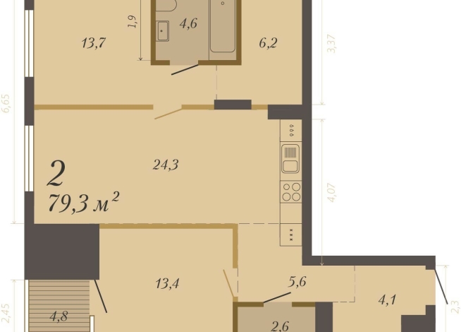 79.30 м² | 3 - 8 эт.