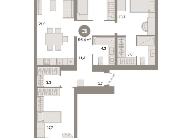 96.00 м² | 3 - 9 эт.