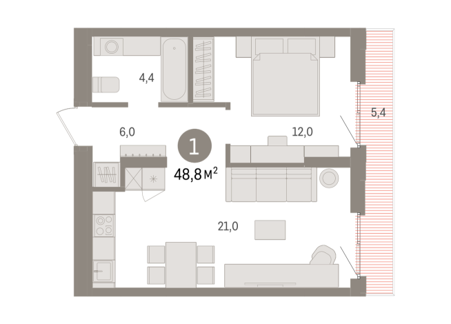 48.00 м² | 8 - 16 эт.
