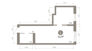 41.00 м² | 2 - 8 эт.
