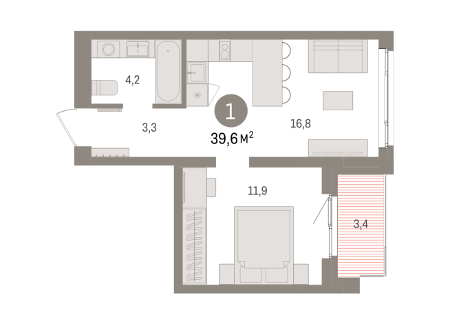 39.00 м² | 6 - 8 эт.