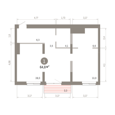 64.00 м² | 6 - 8 эт. 00