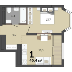 40.40 м² | 2 - 23 эт. 00