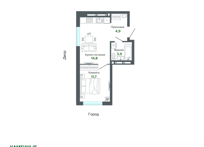 35.29 м² | 20 - 25 эт.