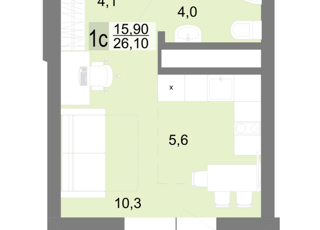25.80 м² | 25 - 26 эт.