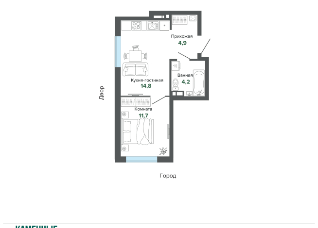 35.61 м² | 3 - 25 эт.